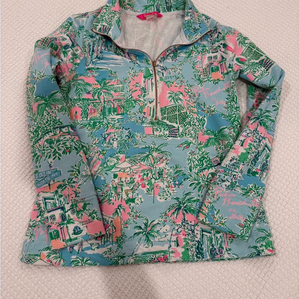 Lilly Pulitzer Tropical Print Pullover palm beach print - pet free smoke free